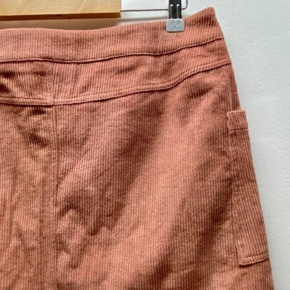 ee:some Women's Mini Skirt Large Burnt Orange Corduroy Pockets Full Front Zipper - Picture 5 of 15